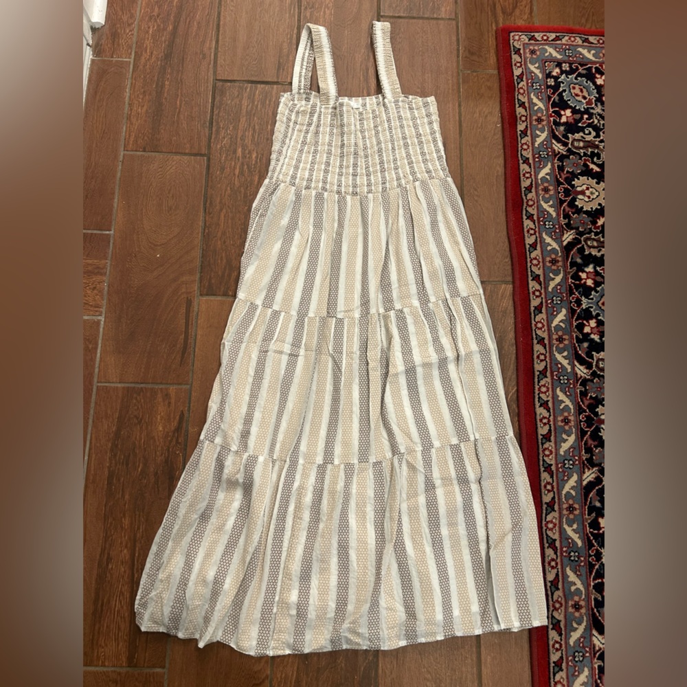 Seafolly Cream and Tan Striped Maxi Dress